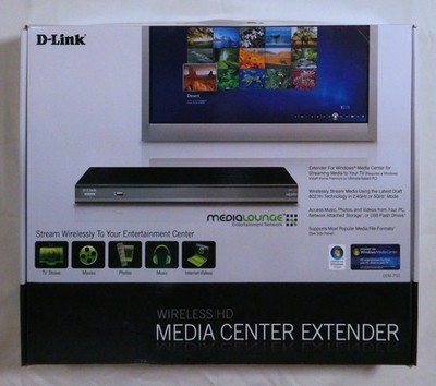 D-Link DSM-750 Media Center Extender, Wireless, HD Video, Remote, Cables, Manual