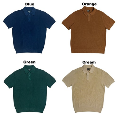 #ad DKNY Men#x27;s Short Sleeve Ribbed Knit 3 Button Placket Collared Sweater Polo $19.99