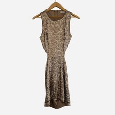 Tobi Gold Sequin High Low Midi Dress Open Back Cutout Size Medium