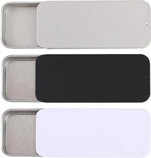 3 Pcs Metal Box Containers Empty Slide Top Small Rectangular Storage 3.14"