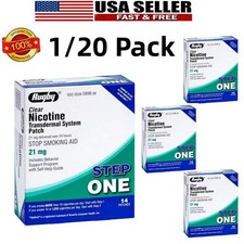 1/20 Pack Clear Nicotine 21mg Transdermal System Patch Step 1 Exp 6/2028