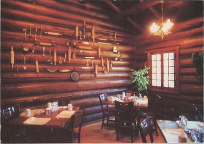White Pines Inn Rustic Log Cabin Interior Illinois Postcard 4x6