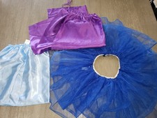 girls BLUE TUTU HALLOWEEN PRETEND SKIRT SATIN PURPLE CAPE AGES 4-6 CUTE 