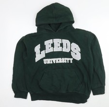 Womens UK S Regular Leeds University Green Pullover Hoodie