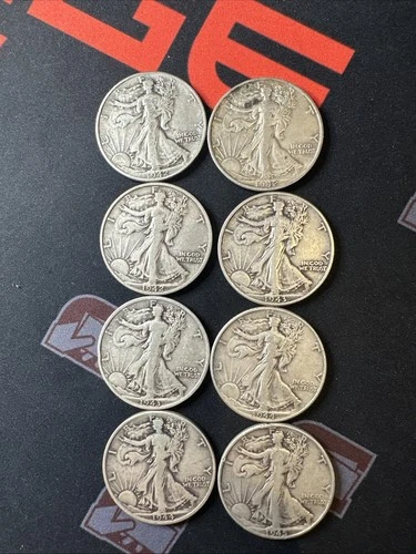 Lot of (8) Walking Liberty Halves Half Dollars 90% Silver 1942-1945 Dates S & D