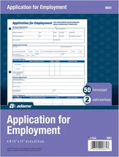 Adams Applications for Employment, 8.5 x 11 Inch, 3-Hole Punched, White 