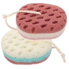 2 Pcs Oval Scrubber Shower Sponge Bathing Damp Exfoliating Body Loofah