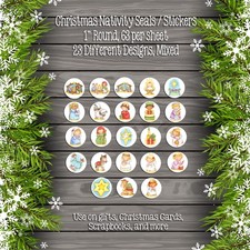 1" Round Nativity Designs Stickers / Seals, 63 Christmas Stickers