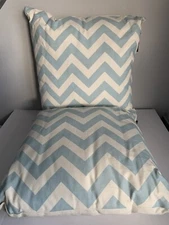 Rizzy Home Pillow Set Of 2 Chevron Pattern Light Blue and White 18”x18”- NWT
