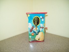 Vintage Tin Litho LBZ Birdhouse Coin Bank Western Germany