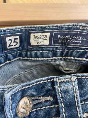 Jean Boot Cut Miss Me Taille 25 Avec Croix Bling Cloutée - Occasion Très Bon état
