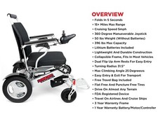 LIGHTWEIGHT FOLDING ELECTRIC WHEELCHAIR COMPACT PORTABLE POWER CHAIR FOR ADULTS