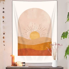 Bohemian Sun Vertical Tapestry, Bohemian Mountain Desert Tapestry Wall Hanging f