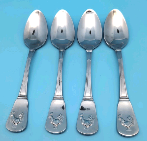 SET OF 4: Cuisinart Elite French Rooster Spoon TEASPOON Stainless Retired 6 1/2"