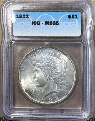 1923 Silver Peace Dollar $1 ICG MS65