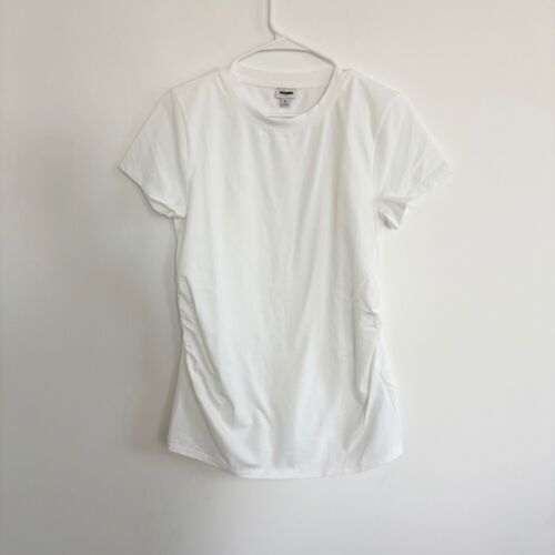 J.Crew Maternity Ruched T-Shirt White Short Sleeve Casual Top Tee Size M