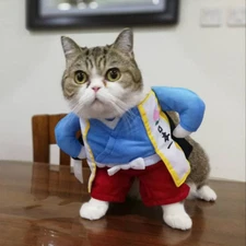 Funny Pet Cat Dog Clothes Sumarai Uniform Halloween Cosplay Costume Fancy Dress