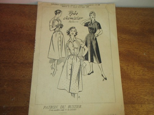 Patron De Couture Vintage Paris Luxe N°252 Chemisier Taille 44 Français