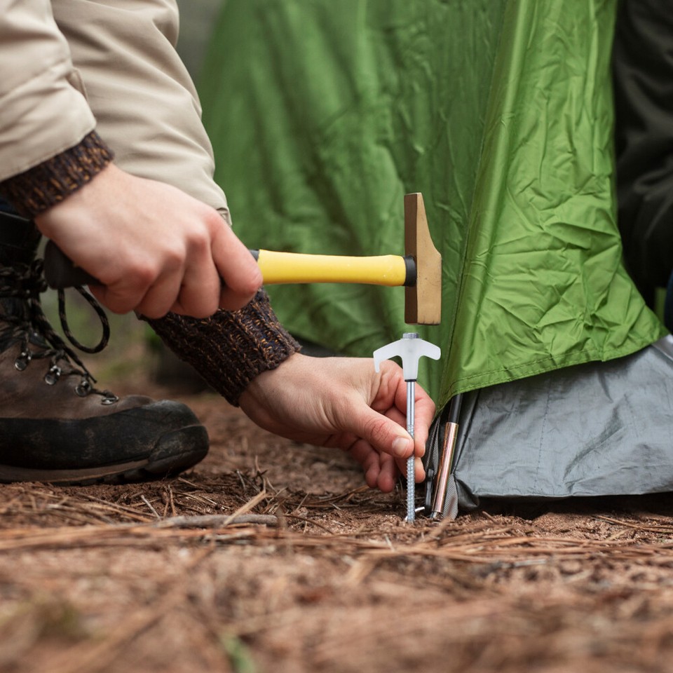 20 Pcs Tent Stakes Steel Tent Stakes Screw In Tent Pegs Long Tent