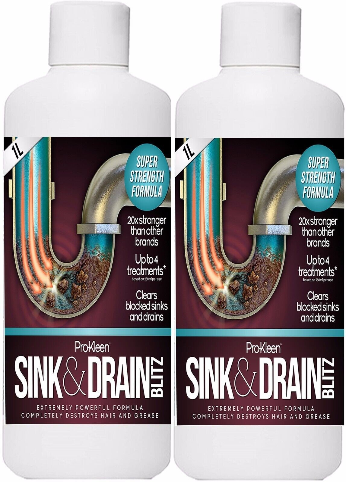 ProKleen Sink & Drain Blitz Unblock Removes Blockages Kitchen Bathroom 2L