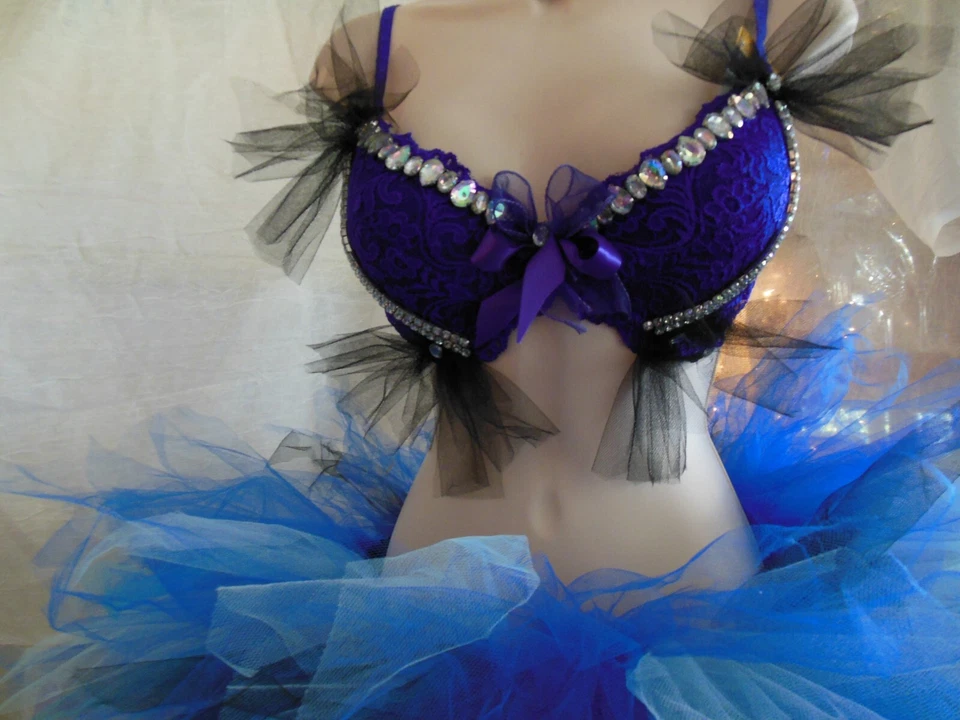 Sujetador de encaje púrpura personalizado VIOLET CASTLE COSTUMERY EDC pedrería 36C nuevo con etiquetas Foto 4 de 4