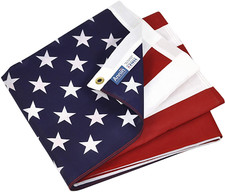 Poly/Cotton American Flag, 3X5 Ft, 100% Made in USA Printed Stars and Stripes Wi