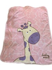 Baby Mink Giraffe Blanket 40x50  Pink Purple Yellow READ
