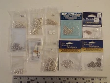 LOT-DARICE JEWELRY DESIGNER 4mm CRIMP COVERS-TINY BEADS-CLASPS-SILVER-SOME USED*
