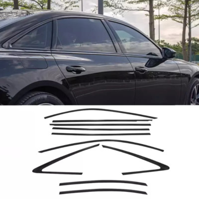 Chrome Black For AUDI A6 C8 2019-2025 2024 Car Window Strip Moulding Trim