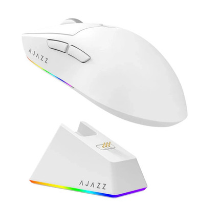 AJAZZ AJ139 V2 MC Kabellose Maus mit Ladestation Weiß Dreimodi Gaming 500mAh