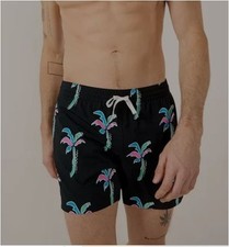 Chubbies Mens Classic 5.5" Swim Trunks Lined Havana Nights Neon Palm Trees Sz S