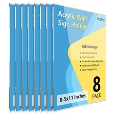 8 Pack Acrylic Sign Holder, 8.5 X 11 inch Wall Mount Clear Plastic Paper Sign...