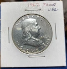 1962 Franklin Half Dollar Proof-like 90% Silver US Mint Uncirculated coin