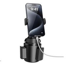 Universal Car Cup Phone Holder Quick Extension Long Arm 360 Swivel Black