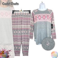 NWT Cuddl Duds Women's S Sweater Knit Jogger Pajama Set, CD8712894 Heather/Pink