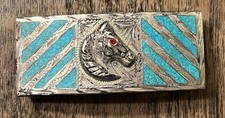 Vintage Sterling Silver 925 Turquoise Plata De Jalisco Mexico Horse Belt Buckle