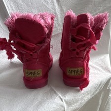 APRES BY LAMO Girls Pink Mid-Calf Snow Boots with Bow and Fur Trim, Lace Up