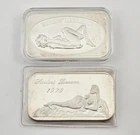 Lot of 2 Vintage 1973 999 Fine Silver Art Bars Womens Liberation & Sailors Dream