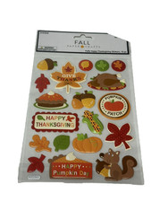 FALL PAPER CRAFTS STICKERS puffy happy thanksgiving 19 count