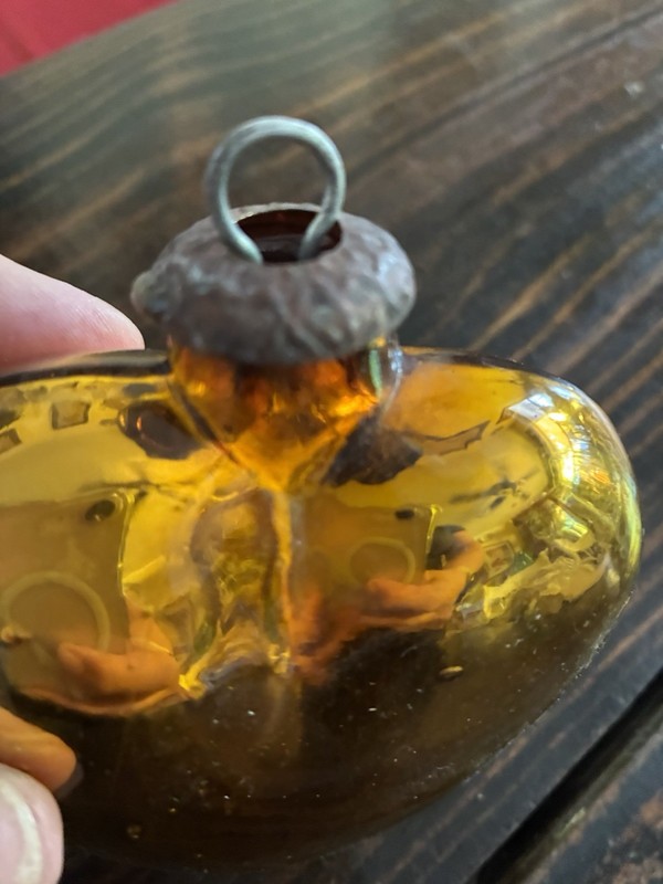 Metal Cap Yellow Glass Heart Ornament