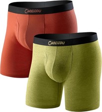 Merino Wool Mens Boxer Shorts 2 Pack, Breathable Wool Boxers Underwear for Men,
