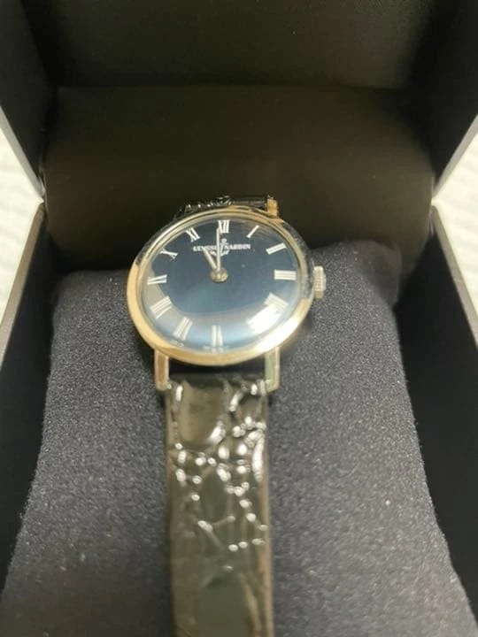 ULYSSE NARDIN Vintage Wristwatch Manual Wind Black Dial Leather Band Analog - Image 2 of 4