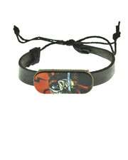 Piraten Totenkopf Lederarmband, schwarz, verstellbar, Gothic Punk Biker Armband