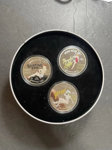 2012 NEW ZEALAND MINT WWII AIRPLANE NOSE ART 3 X 1oz Proof SILVER COIN SET #1382