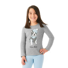 Member's Mark Girls Gray Long Sleeve Graphic Tee - tres chic - Size: S 6-6X 
