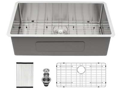Fregadero de Cocina Bajo Encimera de 30 Pulgadas, 30 x 18 x 10 Pulgadas, Acero I