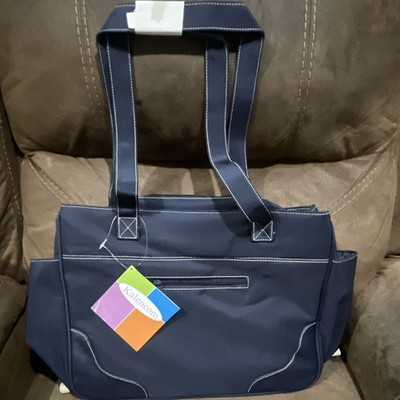 Kalencom Navy Tote Bag Zip Closure with Pouch, Inner Pockets, Shoulder Strap
