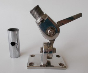 Marine Ratcheted Antenna Mount Polished Stainless Steel w/ 3 1/8" Extension
