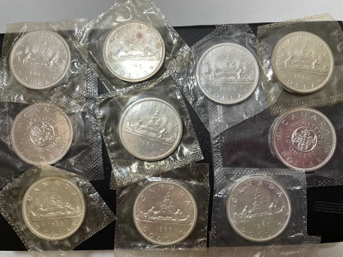 Ten Canada 80% Silver Proof Like Silver Dollars