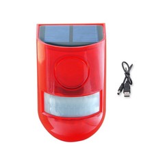 New Solar 110 Decibels Sound & 6LEDs Light Alarm Motion Sensor Alarm Lamp